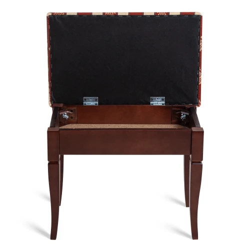 Банкетка Ретро М с ящиком средне-коричневый, ткань полоса бордо