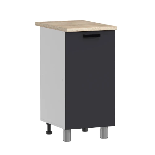 Готовая кухня МК Аленушка 1м с 3 ящ Сталь,скоба черный,сонома