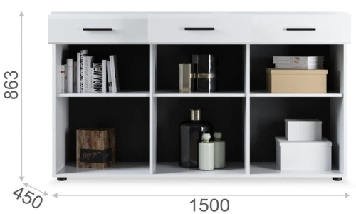 Комод «Йорк» 3д3ящ, Белый/белый глянец