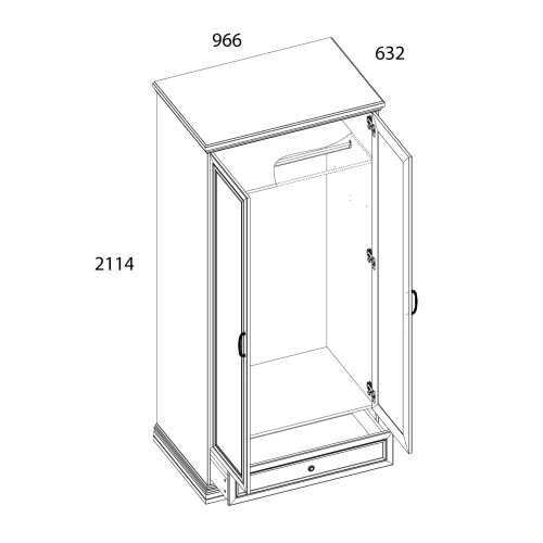 VALENCIA, Шкаф 2DG1S. Цвет СЕРЫЙ