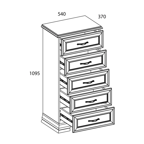 Комод 5S/50, TIFFANY, цвет вудлайн кремовый