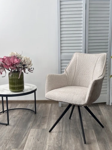 Стул BREVIS 180 град. поворот. XD841-02 Бежевый, букле/ GINO-101 Бежевый, ткань/ Черный, ®DISAUR