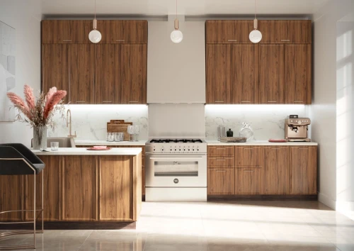 Трехуровневый кухонный гарнитур прямой Беверли 3200 Дуб Бурбон МДФ