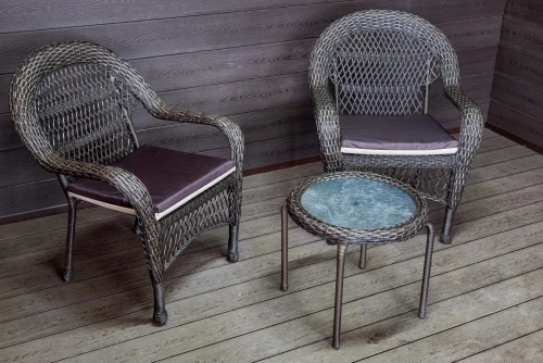 Садовый комплект из искусственного ротанга Мэдисон НЬЮ (Medison NEW) Balcony set с круглым столиком с подушками на сиденье