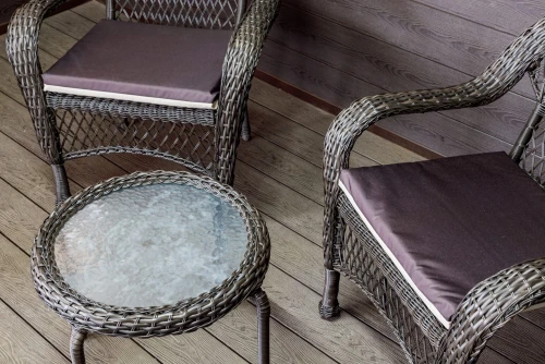 Садовый комплект из искусственного ротанга Мэдисон НЬЮ (Medison NEW) Balcony set с круглым столиком с подушками на сиденье