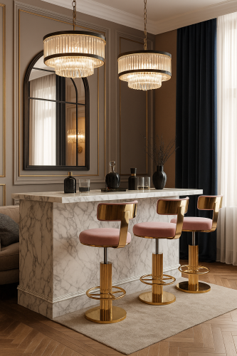 Стул барный Вивиан MC111-PK-2, пыльная роза/глянцевое золото