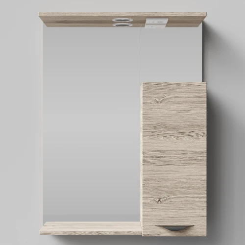 Зеркало Марко 60, ручки Черные, Дубослив ореховый светлый ПВХ 3445, правый