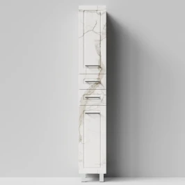 Пенал Арабеска 30 напольный, Мрамор Белый натур милк ПВХ 2537, левый