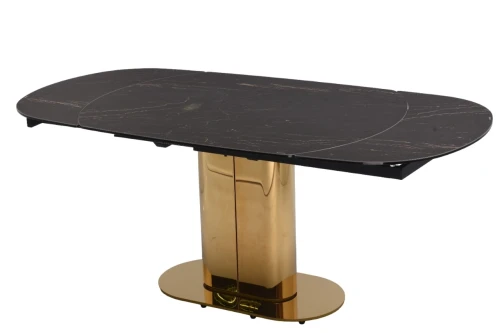 Стол обеденный раскладной Атриум-2 MC3035-140B, 140(30+30)х100х77 см, черная керамика