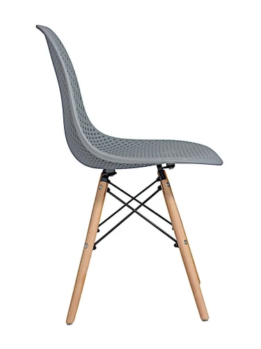 DC122 Стул пластиковый перфорированный, СЕРЫЙ#91132, каркас бук