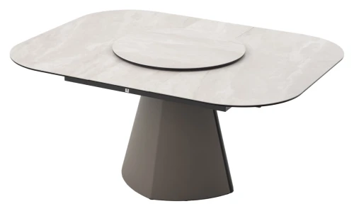 Стол RUBEN 132 TL-109 Серый мрамор, испанская керамика, стекло / Латте, ®DISAUR