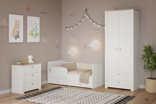 Кровать детская Джастин 11.55, Белый шагрень