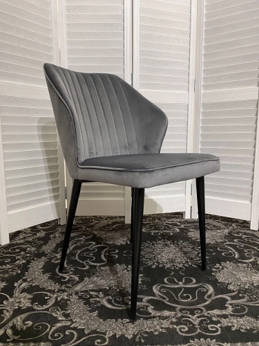 Стул SEATTLE-V СЕРЫЙ #27, велюр / черный каркас М-City