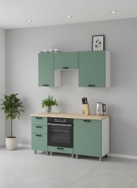 Готовая кухня МК Аленушка 1,6м в.7 Орешник Матовая Мята,скоба черный,сонома (без столешницы)