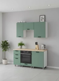 Готовая кухня МК Аленушка 1,6м в.7 Орешник Матовая Мята,скоба черный,сонома (без столешницы)
