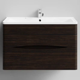 Тумба Адель 90  подвесной, Палисандр ПВХ 43101 Vodok с раковиной в комплекте