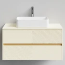 Тумба Аурум 100, пример RAL 1015 Светлая слоновая кость, матовая, 2 ящика, подвесной Vodok с раковиной в комплекте