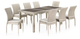 Комплект плетеной мебели T365/Y380C-W85 Latte (8+1) + подушки