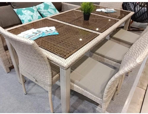 Комплект плетеной мебели T365/Y380C-W85 Latte (8+1) + подушки