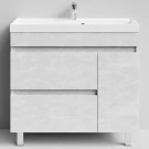 Тумба Бест 90 правая дверь, напольный, Белый камень ПВХ 57805 Vodok с раковиной в комплекте