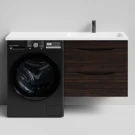 Тумба Смайл 130 подвесной, под стиральную машину, правая, Палисандр ПВХ 43101 Vodok с раковиной в комплекте
