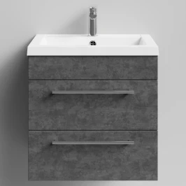 Тумба Элис 58 подвесной, 2 ящика, Серый камень ПВХ 57806 Vodok с раковиной в комплекте