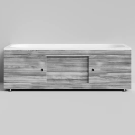 Экран-купе 1700, 3 раздвижные двери, Лиственница структурная контрастно-серая ПВХ 64202