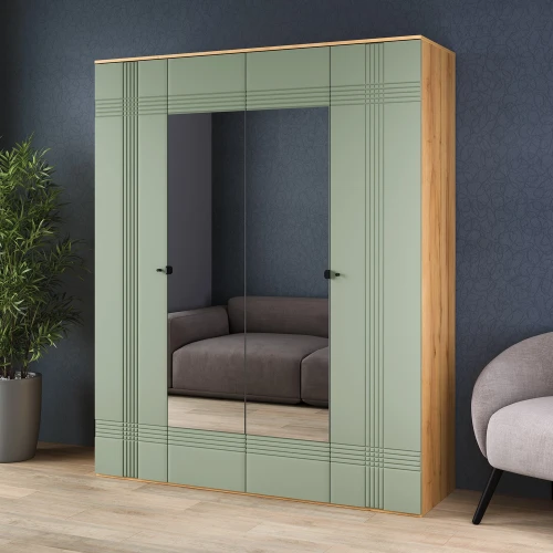 Шкаф Вега Саксония 180, серо-зеленый
