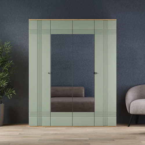 Шкаф Вега Саксония 180, серо-зеленый
