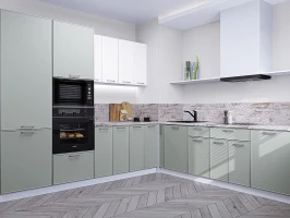 Угловая модульная кухня Квадро-02 Белый/Аквамарин Белый 2140*2400/2150*600