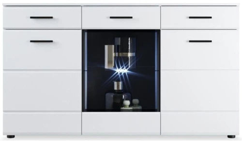 Комод «Йорк», 2д1в2ящ, Белый/белый глянец