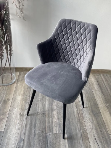 Стул HERMAN 360 град. СЕРЫЙ #27, велюр / черный каркас М-City