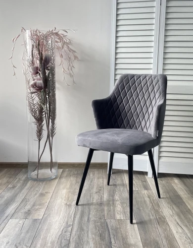 Стул HERMAN 360 град. СЕРЫЙ #27, велюр / черный каркас М-City