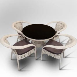 Обеденная группа из искусственного ротанга стол Сантос + 4 кресла Руардин Wood