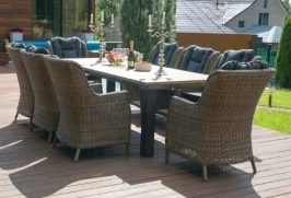 Стол Парклэнд (кор/сер) + 8 кресел Бергамо  (кор/сер)