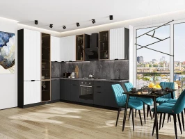 Кухонный гарнитур Евро Лайн-07 Белый/Антрацит Graphite