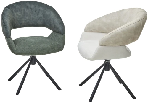 Стул EMBER 360 град. поворот. 7525-01 Бежевый, велюр/ ENJOY-100 Белый, ткань/ Черный, ®DISAUR