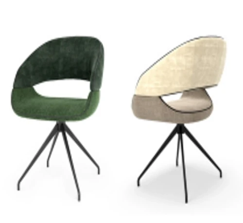 Стул EMBER 360 град. поворот. 7525-01 Бежевый, велюр/ ENJOY-100 Белый, ткань/ Черный, ®DISAUR