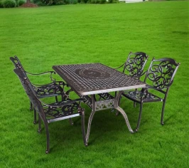 Мебель из литого алюминия: стол с ВУЛКАН «VOLCANO» 150х90+ 4 кресел Джунген