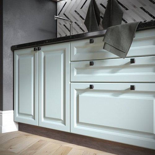 Кухонный гарнитур трехуровневый Ницца 2200 Небесно-голубой МДФ ПВХ прямой