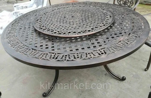 Круглый стол из литого алюминия Nice 180 с подносом