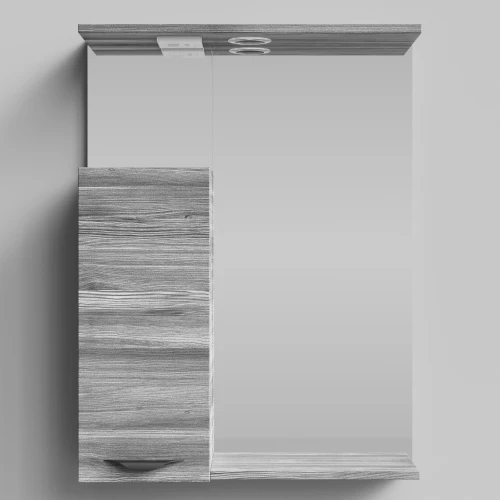 Зеркало Марко 60, ручки Черные, Лиственница структурная контрастно-серая ПВХ 64202, левый