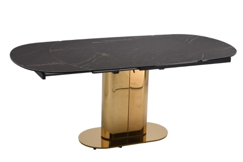 Стол обеденный раскладной Атриум-2 MC3035-120B, 120(30+30)х90х77 см, черная керамика