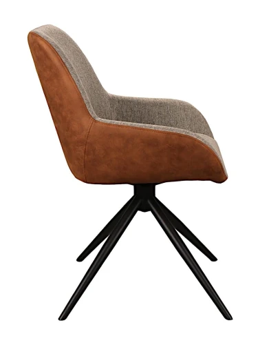 DC242 Стул мягкий поворотный 180, СЕРО-КОРИЧ.(MB-801 Match/PK970-5), металл черн. КРУГЛЫЙ