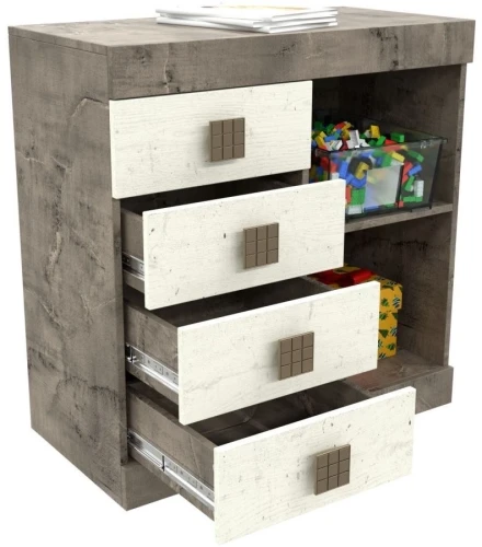 Комод «Лондон 1Д4Я» КМК 0467.13, Оникс/Бетон пайн светлый