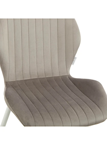 DC825 Стул мягкий, СЕРЫЙ#G62-38 велюр, каркас металл белый КРУГЛЫЙ