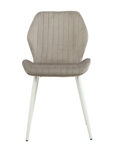 DC825 Стул мягкий, СЕРЫЙ#G62-38 велюр, каркас металл белый КРУГЛЫЙ