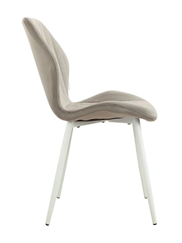 DC825 Стул мягкий, СЕРЫЙ#G62-38 велюр, каркас металл белый КРУГЛЫЙ