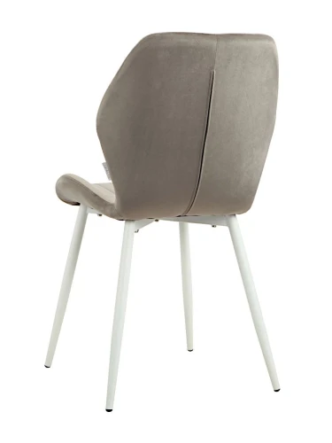 DC825 Стул мягкий, СЕРЫЙ#G62-38 велюр, каркас металл белый КРУГЛЫЙ