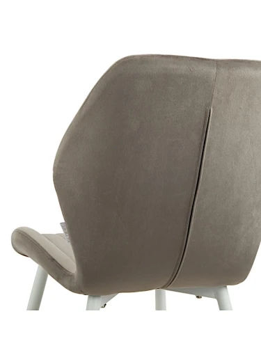 DC825 Стул мягкий, СЕРЫЙ#G62-38 велюр, каркас металл белый КРУГЛЫЙ